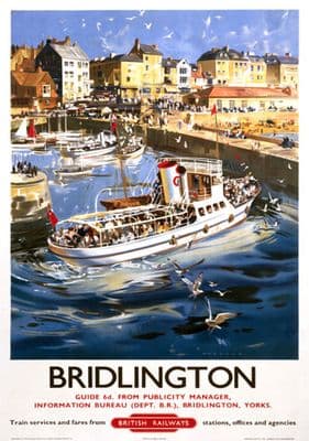 Vintage travel poster, Bridlington, Yorkshire. British Railway poster.