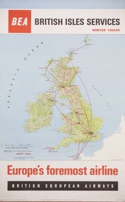 Vintage Travel Poster British European Airways