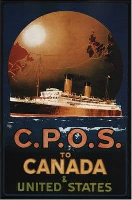 Vintage Travel Poster C.P.O.S Canada- USA
