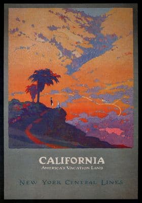Vintage Travel Poster California, New York Central Lines