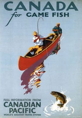 Vintage Travel Poster Canada, Game Fishing