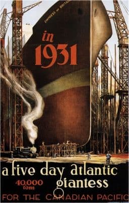 Vintage Travel poster Canadian Pacific Atlantic Giantess