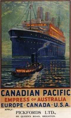 Vintage Travel Poster Canadian Pacific Empress Of Australia