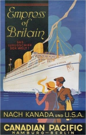 Vintage Travel Poster Canadian Pacific Empress of Britain