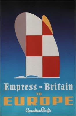 Vintage Travel Poster Canadian Pacific Empress of Britain to Europe