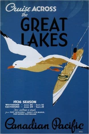 Vintage Travel Poster Canadian Pacific Great Lakes