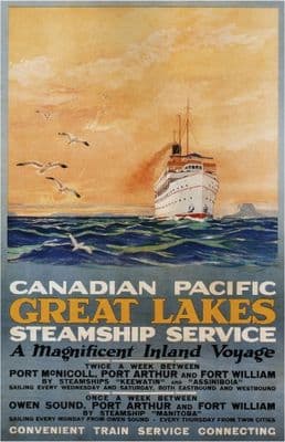 Vintage Travel Poster Canadian Pacific Great Lakes Steamships