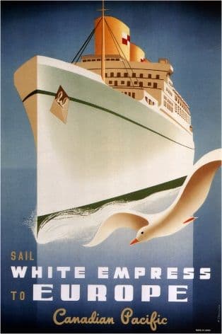 Vintage Travel Poster Canadian Pacific to Europe