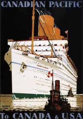 Vintage Travel Poster Canadian Pacific to USA