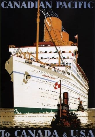Vintage Travel Poster Canadian Pacific to USA