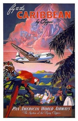 Vintage travel poster, Caribbean, USA