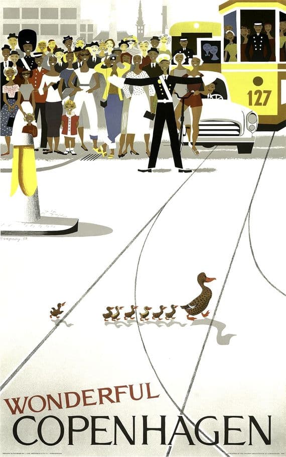 Vintage travel poster, Copenhagen, Denmark Vintage Travel Poster by Viggo Vagnby