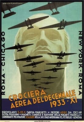 Vintage Travel Poster Crociera Aerea Del Decennale