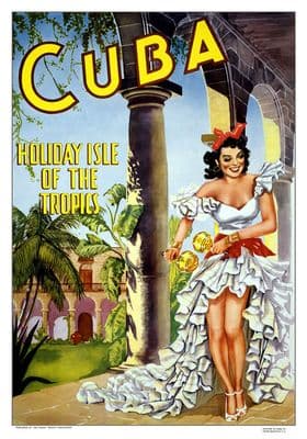 Vintage Travel Poster Cuba Holiday Isle of the Tropics
