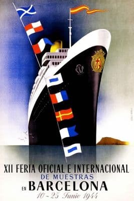 Vintage Travel Poster de Muestras en Barcelona