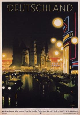 Vintage Travel Poster, Deutschland Germany