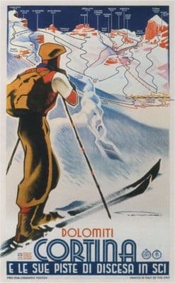 Vintage Travel Poster Dolomite Cortina