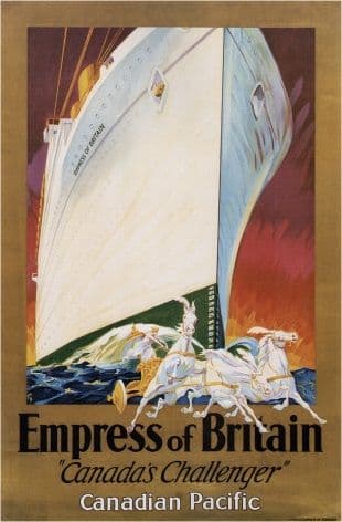 Vintage Travel Poster Empress of Britain Canada's Challenger
