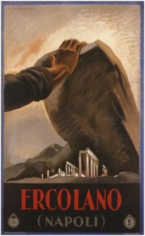Vintage Travel Poster Ercolano Italy