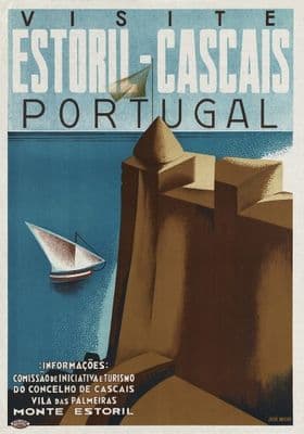 Vintage Travel Poster Estoril & Cascais Portugal
