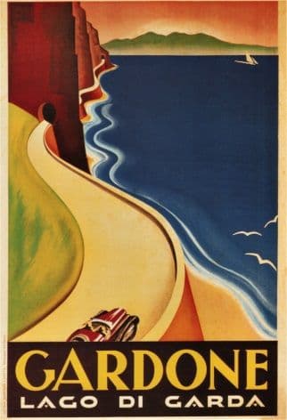 Vintage Travel Poster Gardone Italy