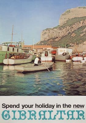 Vintage travel poster Gibraltar, a British Overseas Territory located near Spain