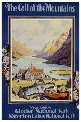 Vintage Travel Poster Glacier National Park, USA