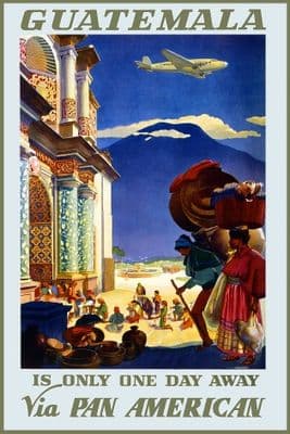 Vintage Travel Poster Guatemala USA