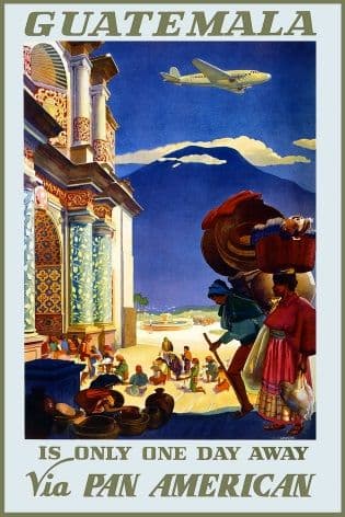 Vintage Travel Poster Guatemala USA