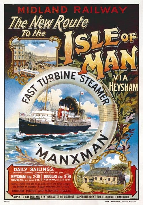 Vintage travel poster - Heysham to Isle of Man