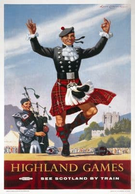 Vintage travel poster - Highland games