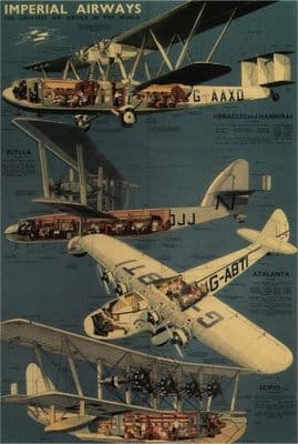Vintage Travel Poster Imperial Airways 1939