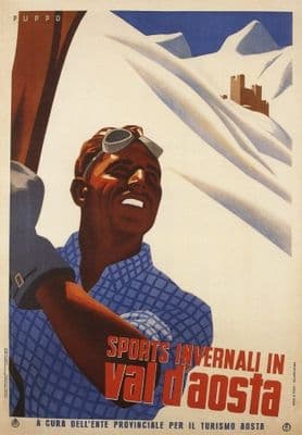 Vintage Travel Poster  Invernali In Val D'Aosta Italy