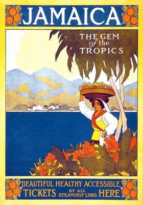 Vintage Travel Poster Jamaica Gem of the Tropics