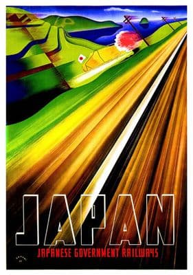 Vintage Travel poster, Japan, Japanese Government Railways
