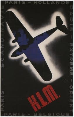 Vintage Travel Poster K.L.M Airlines