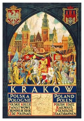 Vintage Travel Poster Krakow Poland