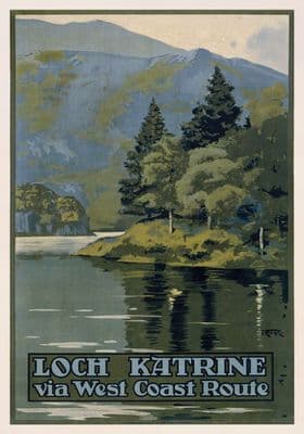 Vintage travel poster - Loch Katrine, Scotland