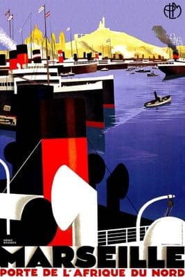 Vintage Travel Poster Marseille France