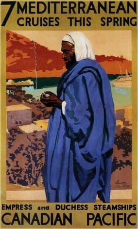 Vintage Travel Poster Mediterranean Cruises, Canadian Pacific
