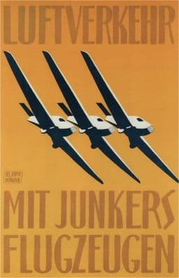 Vintage Travel Poster Mit Junkers Flugzeugen