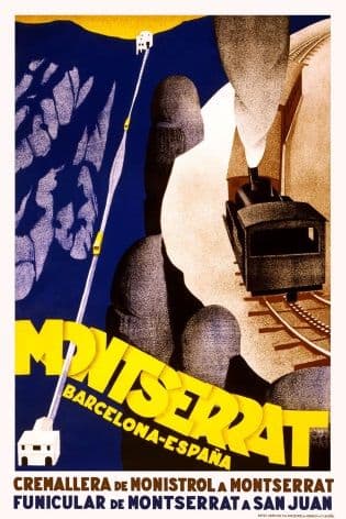 Vintage Travel Poster Montserrat Barcelona