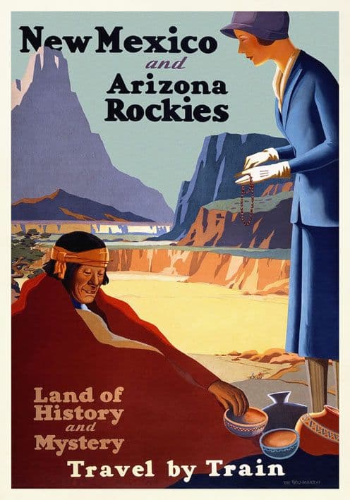 Vintage Travel Poster, New Mexico and Arizona Rockies