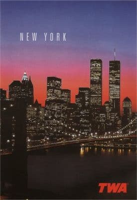 Vintage travel poster, New York, TWA