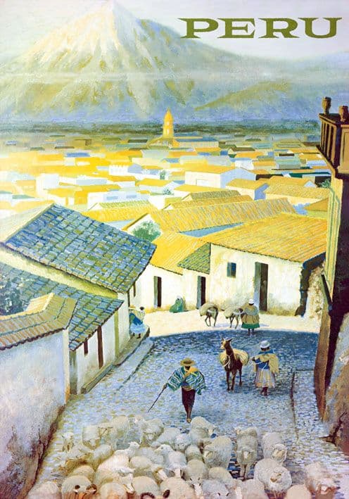 Vintage Travel Poster, Peru, South America.