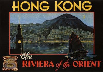 Vintage Travel Poster Riviera of the Orient, Hong Kong
