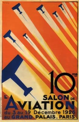 Vintage Travel Poster Salon de l'Aviation de Valerio Paris