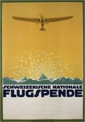 Vintage Travel Poster Schweizerische Nationale Flugspende