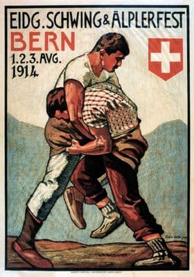 Vintage Travel Poster, Schwing and Alplerfest Bern