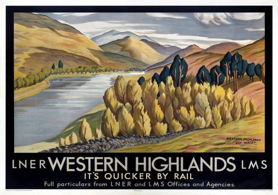 Vintage travel poster - Scottish highlands